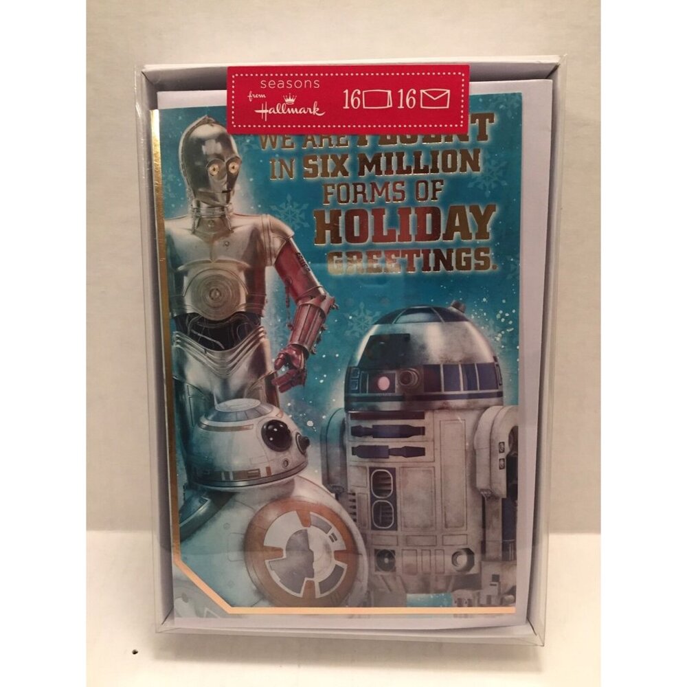 Hallmark Star Wars Holiday Greetings Christmas Cards Droids C-3PO R2-D2 BB-8